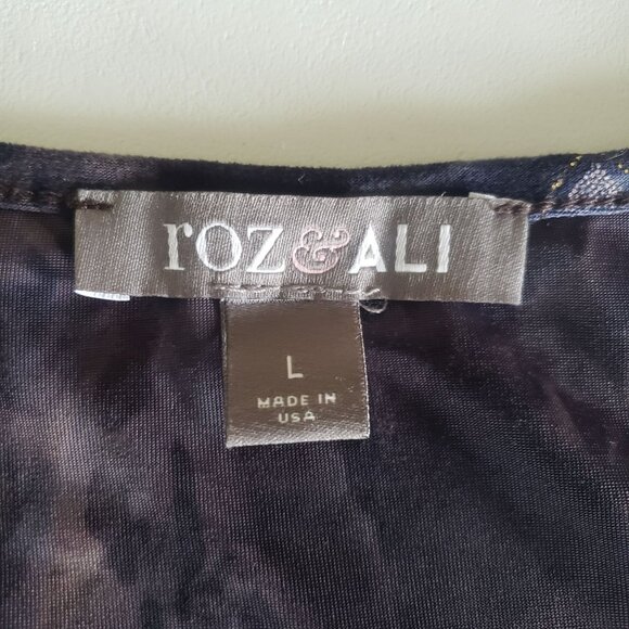 Roz & Ali Sleeveless Ruffle Sparkly Floral Blouse Size L Whimsigoth Dark‎ Earthy - Picture 4 of 8